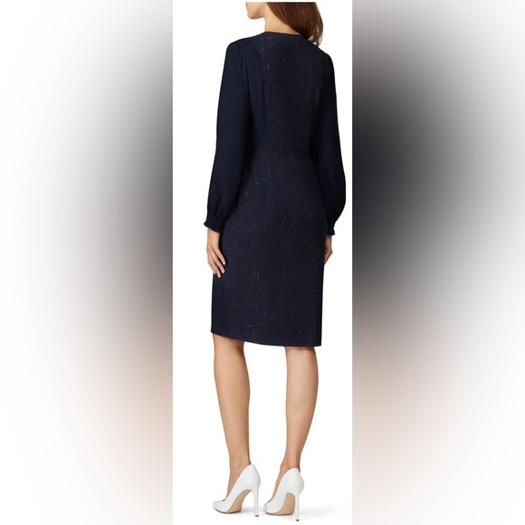 Rebecca Taylor Navy Cross Hatch Dress- Size 12 - Picture 3 of 11